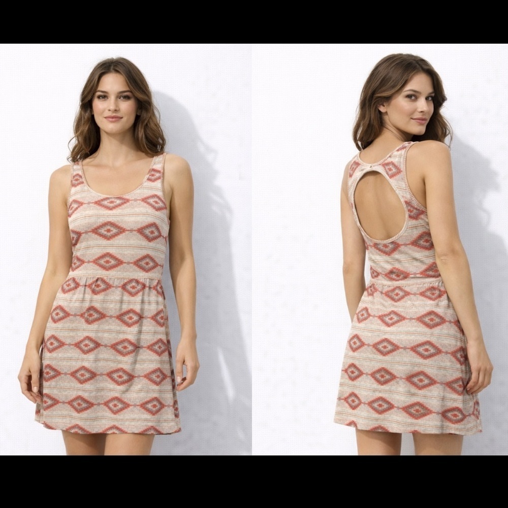 Obey Aztec Patterned Mini Dress Red and Grey